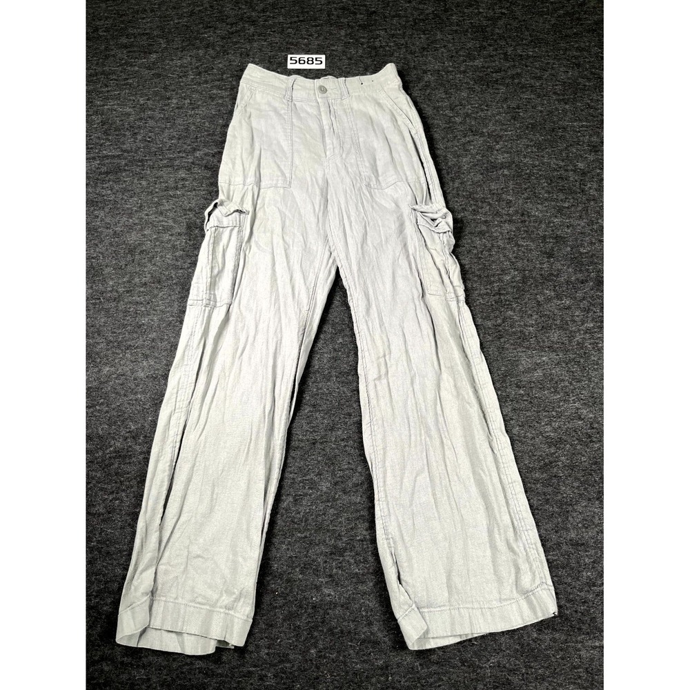 Hollister Ultra High Rise Vintage Baggy Cargo Pants‎ Women XS Gray Linen Outdoor